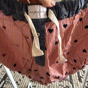Cute Plaid Shorts with Heart Design and elastic legs